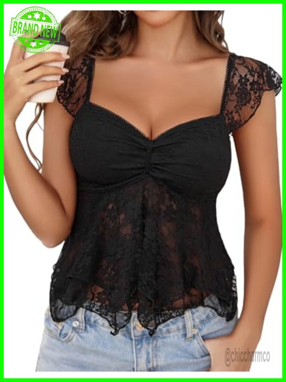 Lace Babydoll Camisole Ruched Peplum Off Shoulder Y2k Lingerie Top